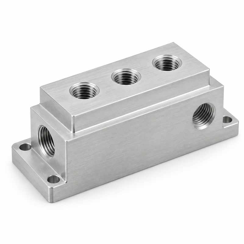 Custom machined 5052 aluminum manifold