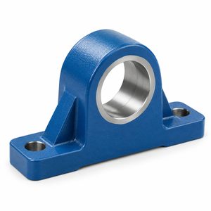 Blue powder-coated fabricated and machined steel part