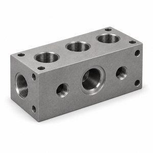 Sandblasted matte surface on a CNC machined steel component